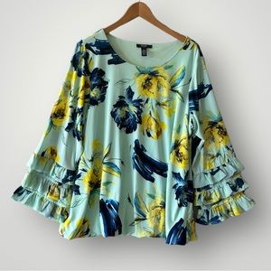 Cute Alfani top blouse shirt w/ ruffled 3/4 sleeves 2X